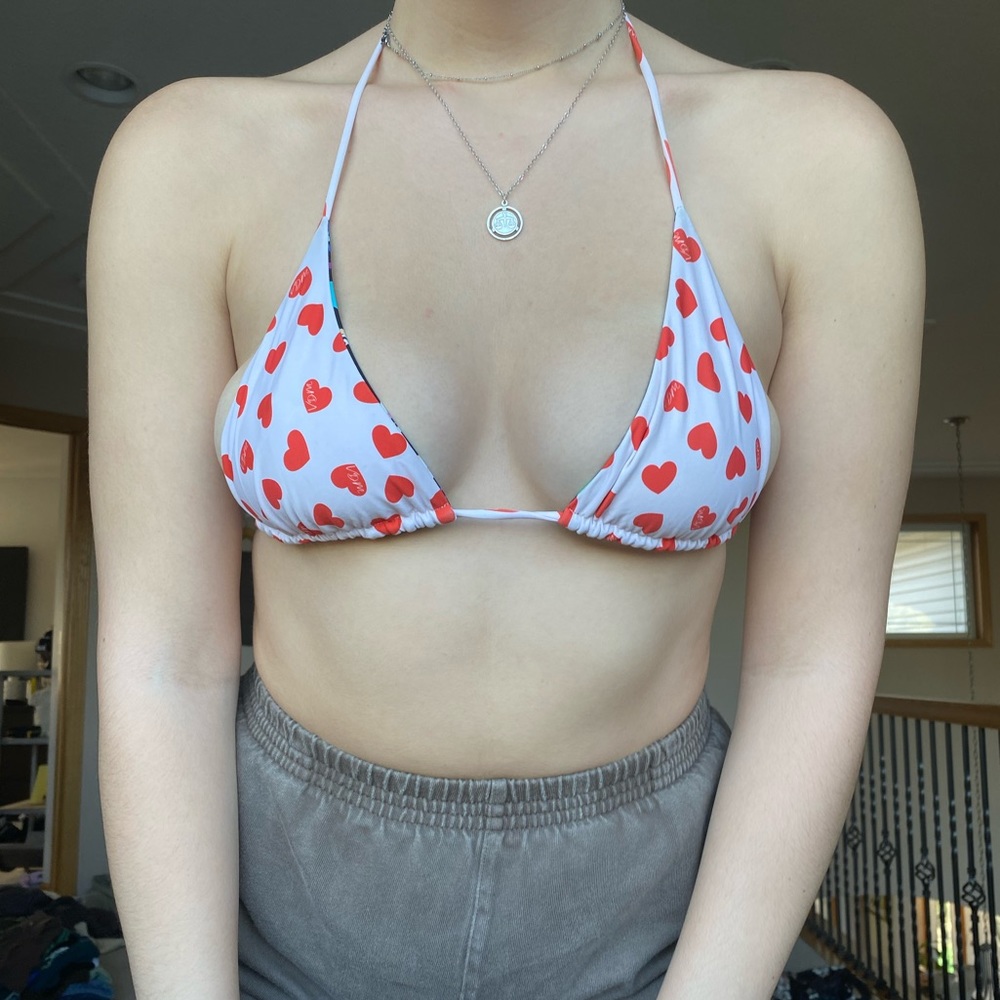 Urban Outfitters reversible hearts and arcade print string bikini